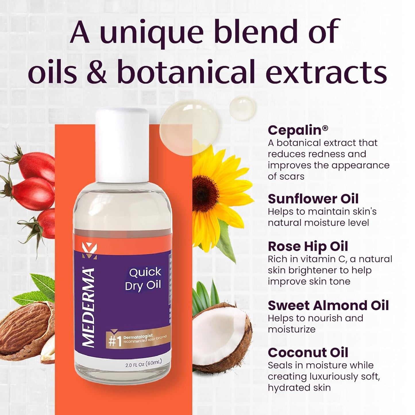 Mederma Quick Dry Oil for Stretch Marks and Scars, 60 ml / 2 fl oz