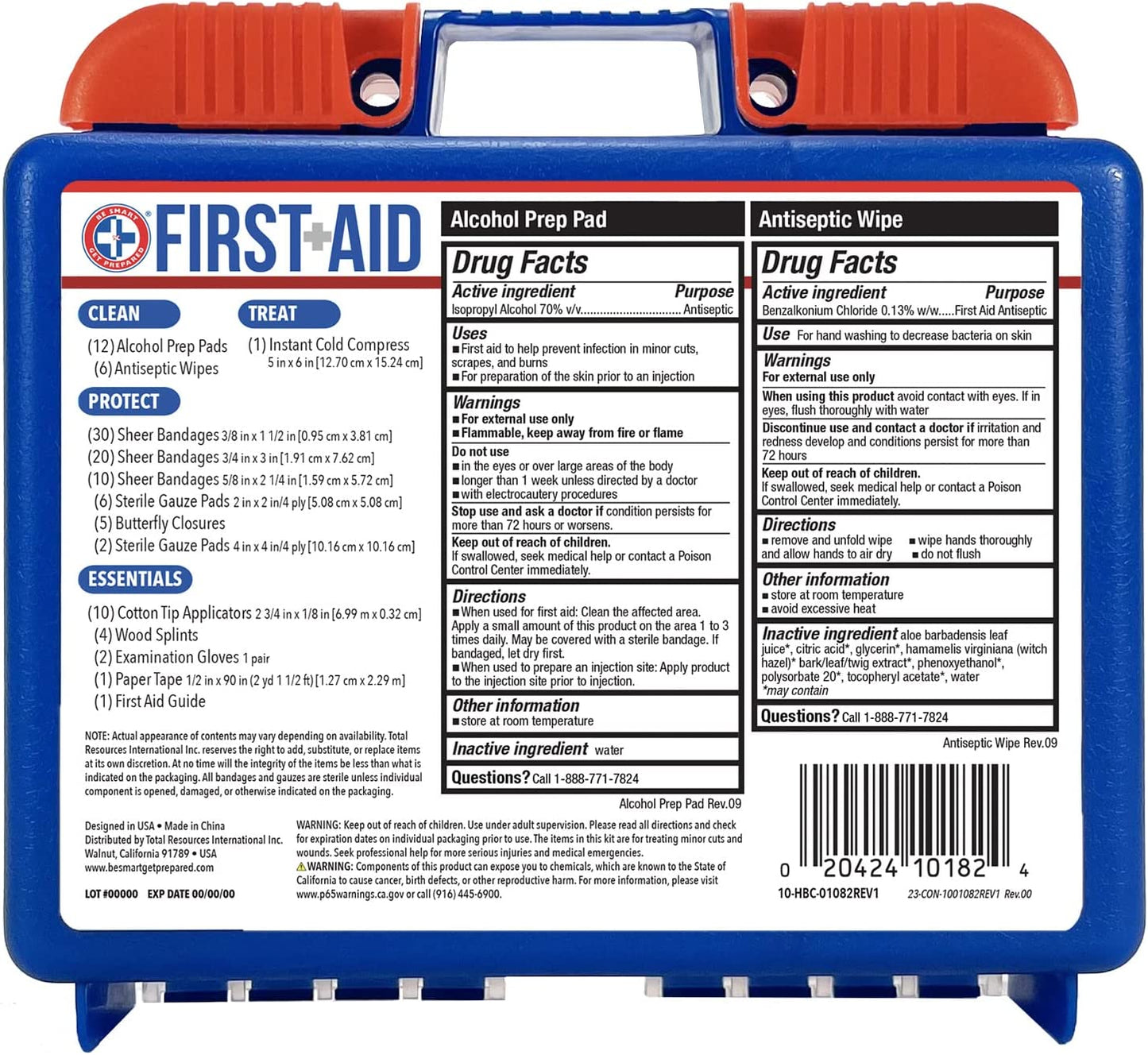 Be Smart Get Prepared Home Work Travel First Aid 110 Pcs (10-HBC-01082REV1)