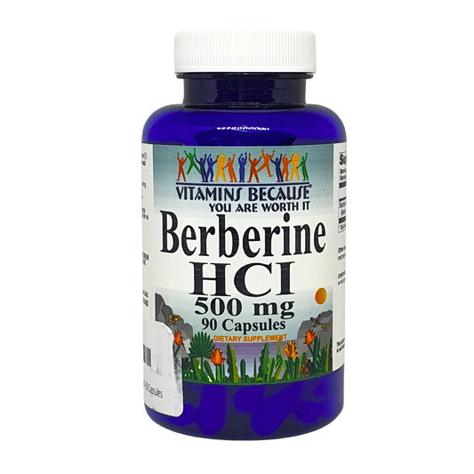 Vitamins Because You Are Worth It Berberine HCI 500mg Supplement 90 Capsules