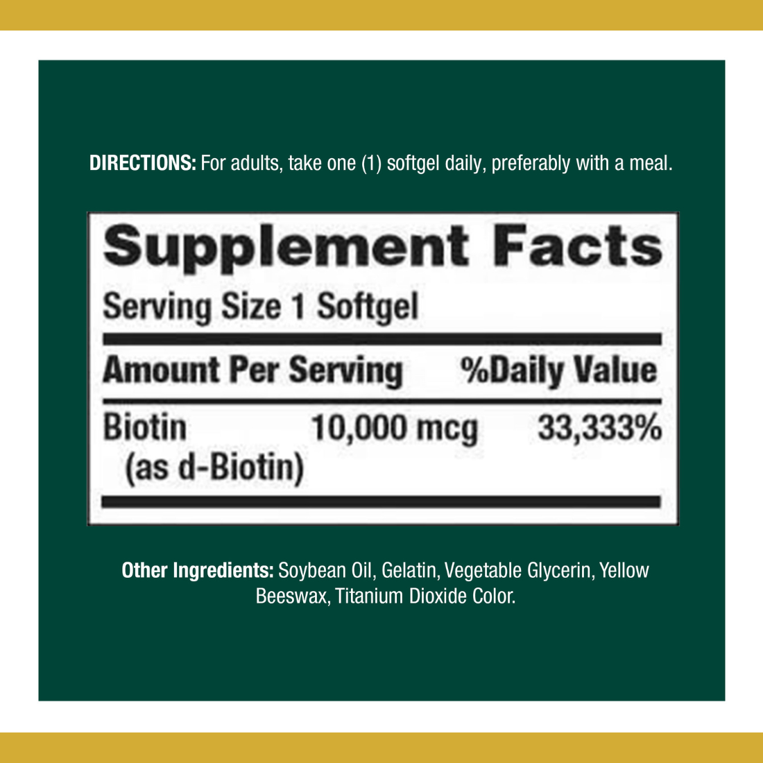 Nature's Bounty Biotin 10,000 mcg Vitamin Supplement 120 Rapid Release Softgels
