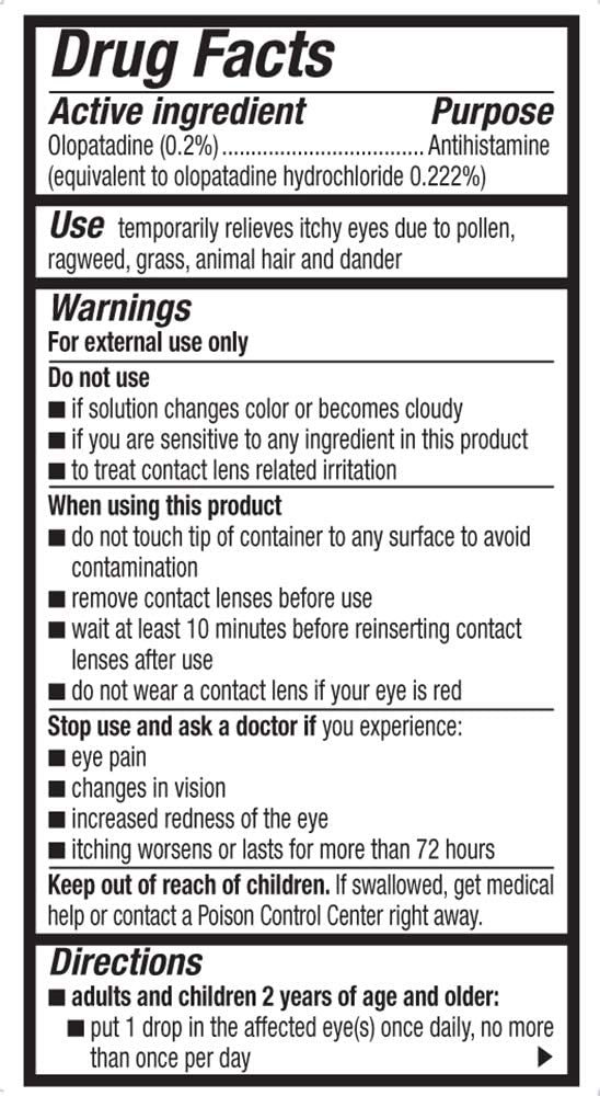 ALCON Pataday Once Daily Relief Eye Allergy Drops, 0.085 fl.oz / 2.5 ml (NO BOX)