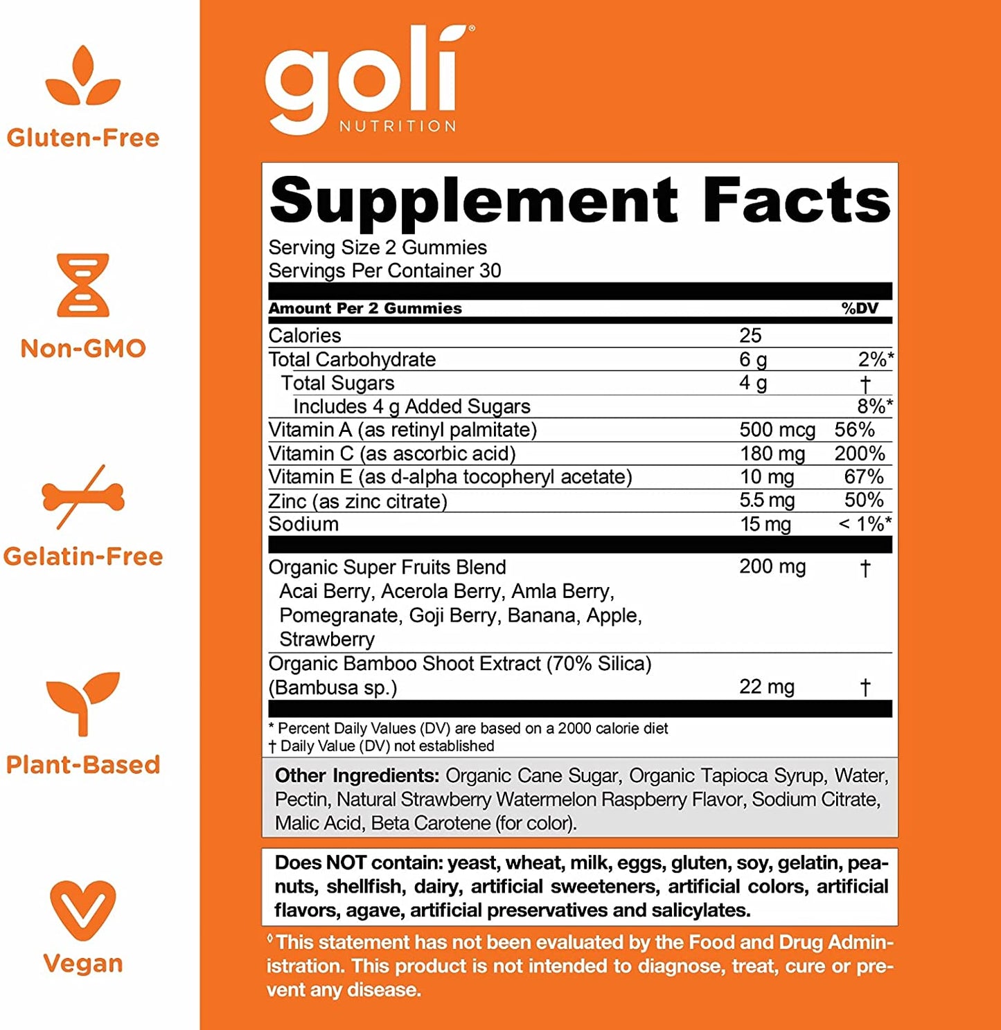 Goli Superfruits Gummy with Collagen, Mixed Fruit, Vegan, Plant-Based, Non-GMO, Gluten-Free & Gelatin Free Multivitamin