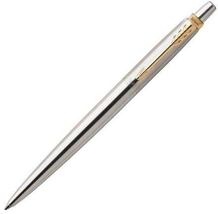 Parker Jotter Stainless Steel Gold Trim Ballpoint Pen, SS GT Blue M (1953182)