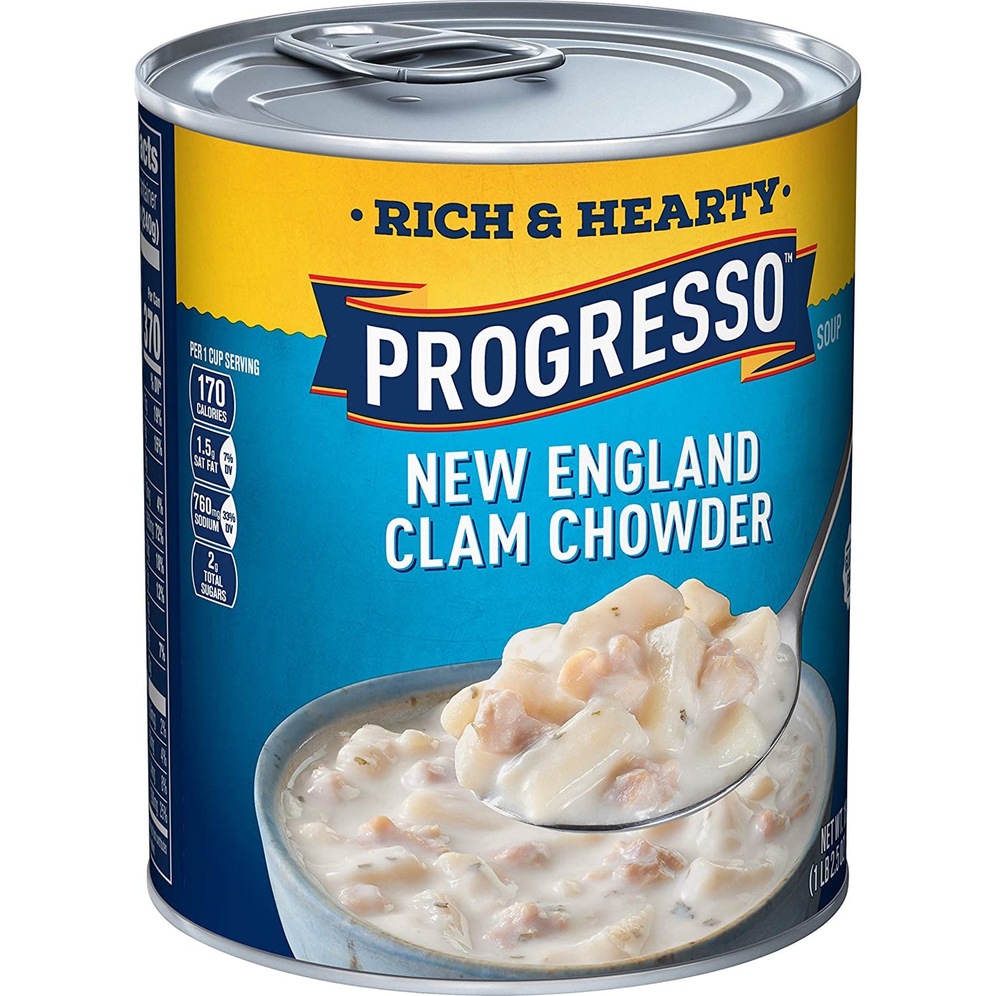 Progresso Clam Chowder Soup, Traditional Canned Soup, Gluten Free, 18.5 oz