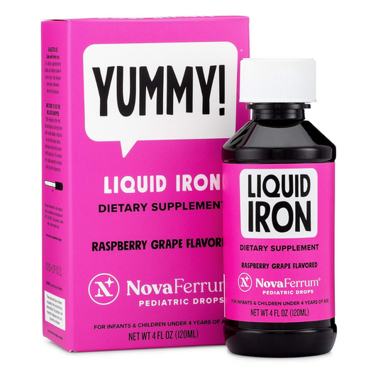 Yummy Liquid Iron Dietary Supplement Raspberry Grape Flavored 4 fl oz / 120ml