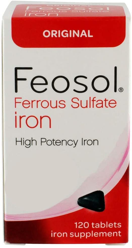 Feosol Original 65mg High Potency Ferrous Sulfate Iron Supplement, 120 Tablets