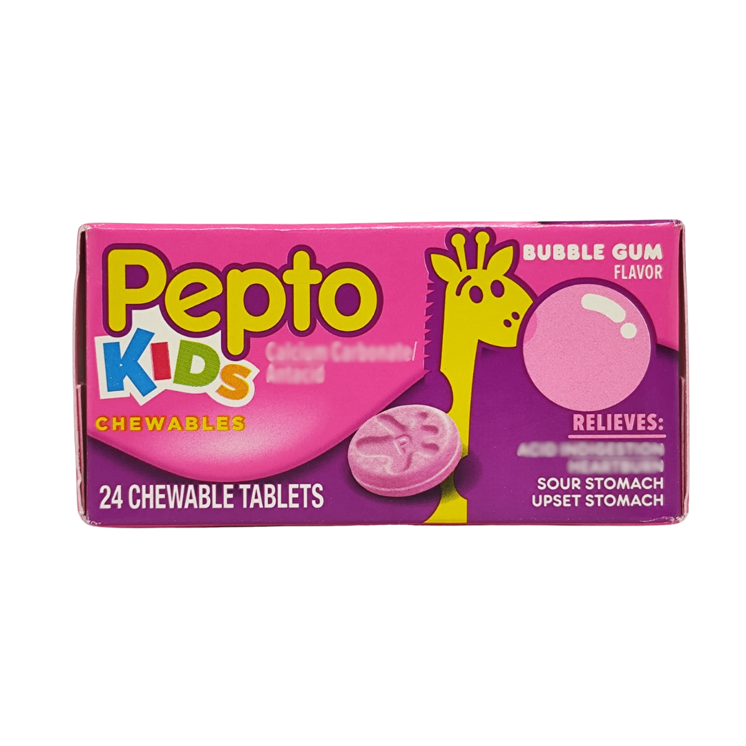 Pepto Kids Upset Stomach Reliever, Bubble Gum Flavor, 24 Chewable Tablets