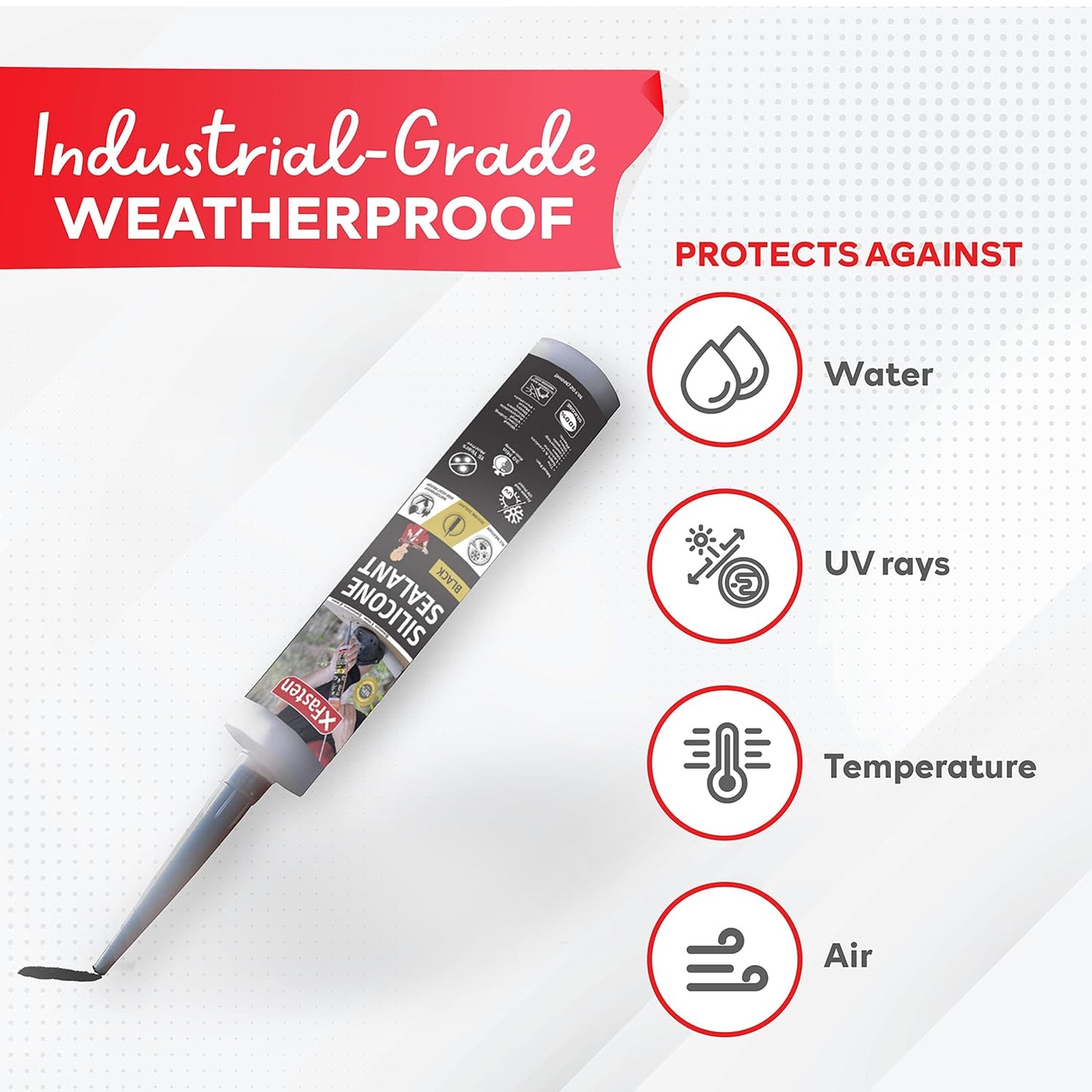 XFasten Silicone Sealant Black 1 Pack Waterproof 10.1 oz (300ml)