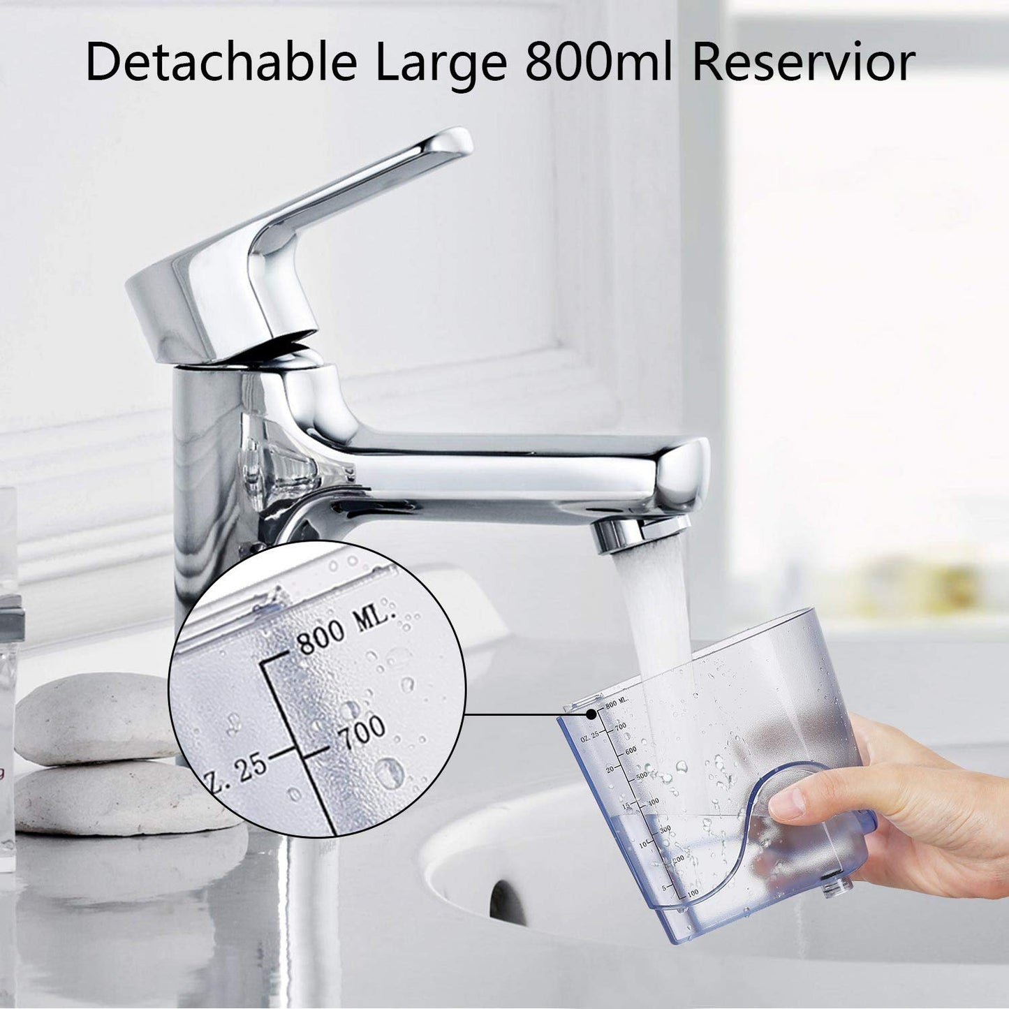 H2ofloss Dental Water Flosser with 12 Multifunctional Tips & 800 ml Capacity, Quiet Design (HF-9 Whisper)