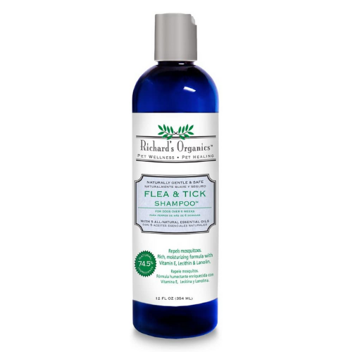 Richard’s Organics Flea and Tick Shampoo for Dogs with 5 All-Natural Essential Oils, 12 fl.oz / 354 ml