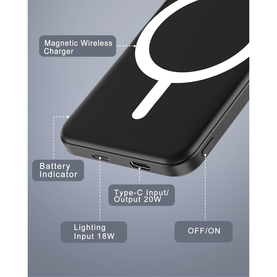 Podoru KT-D003MINI Wireless Power Bank for iPhone 5000mAh, Black