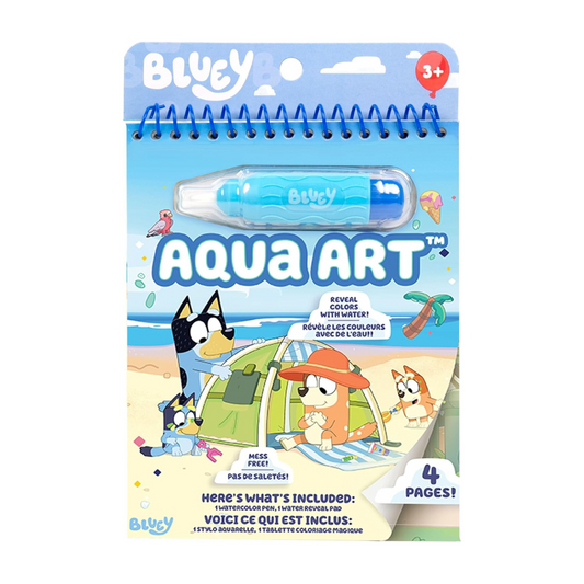Bluey Aqua Art - No Mess Reusable Water Reveal Activity 4 Pages with Water Pen, Set of 2