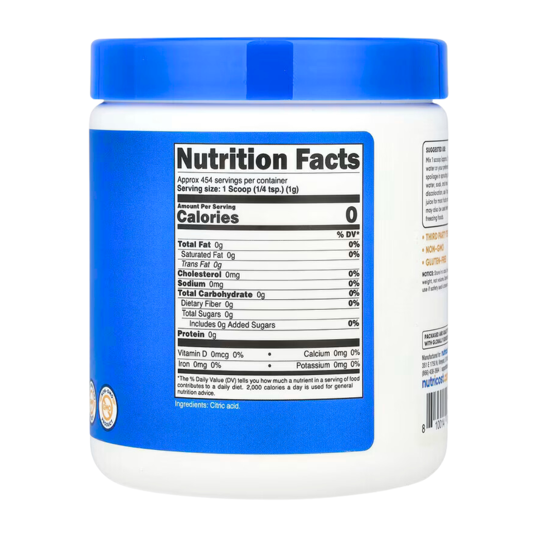 Nutricost Citric Acid Unflavored Powder 16.2oz / 454g