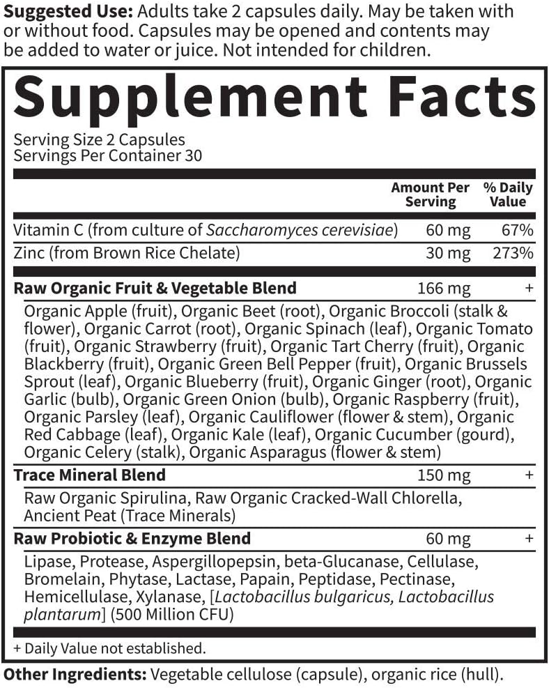 Garden of Life Vitamin Code Raw Zinc 30mg Skin & Immune Health, 60 Capsules