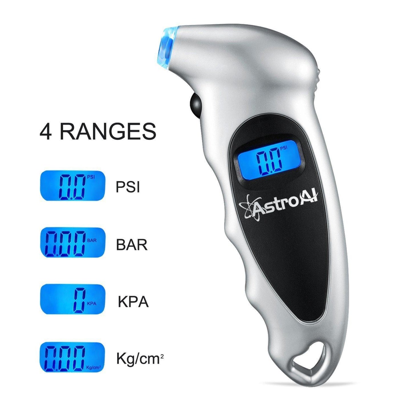 AstroAI Digital Tire Pressure Gauge 150 PSI 4 Settings LCD Silver (1 Pack) Packaging may Vary