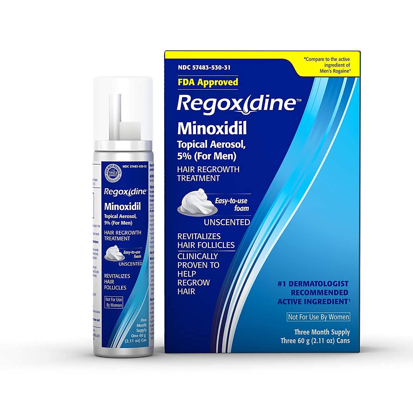 Regoxidine 5% Topical Aerosol Minoxidil Foam for Men Hair Regrowth Treatment Unscented PACKAGING MAY VARY