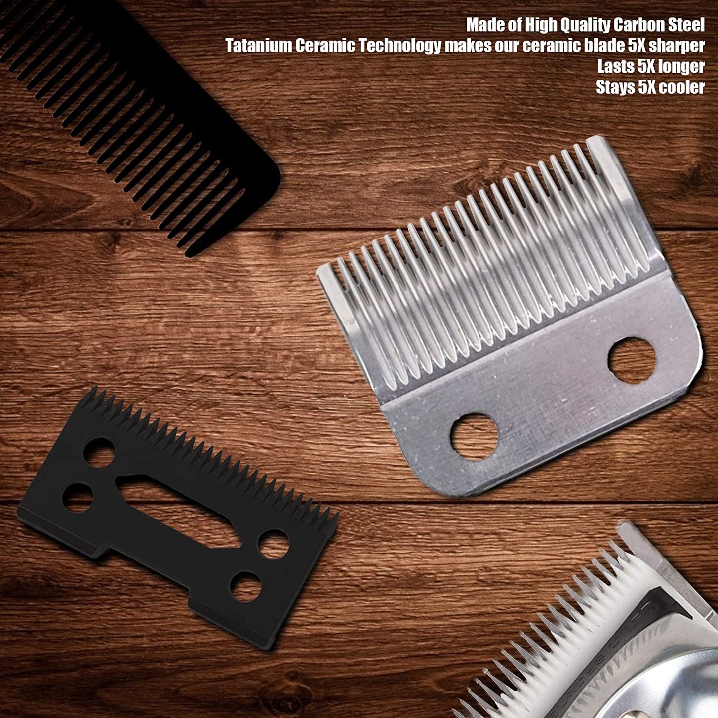 Fairlux Ceramic Cutter Blade 2-Hole Clipper with Steel Blade for Wahl Clipper (Black + Steel Blade)