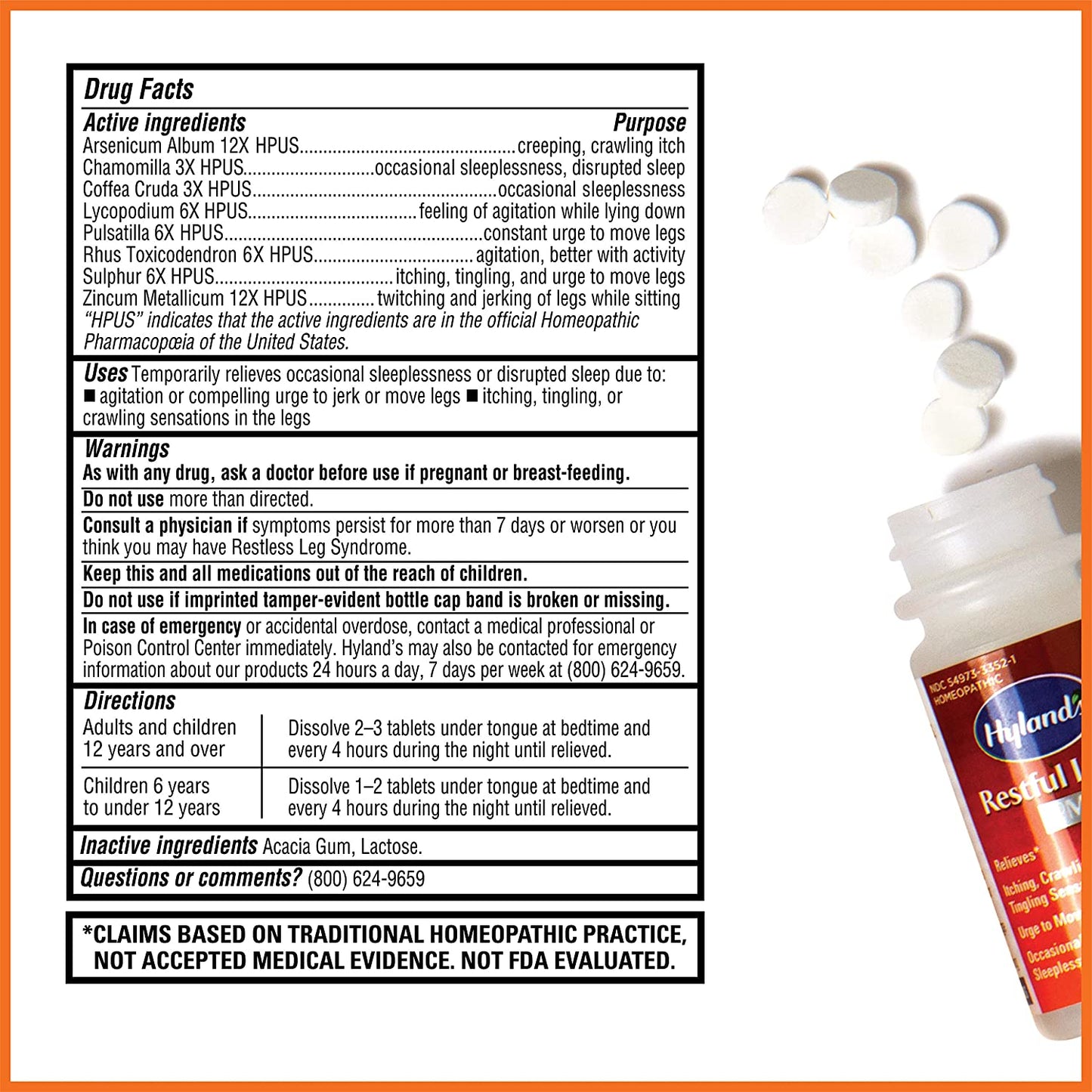 Hyland's Restful Legs Nighttime PM Tablets, 50 Count (Calms Agitated Legs So You Can Sleep)