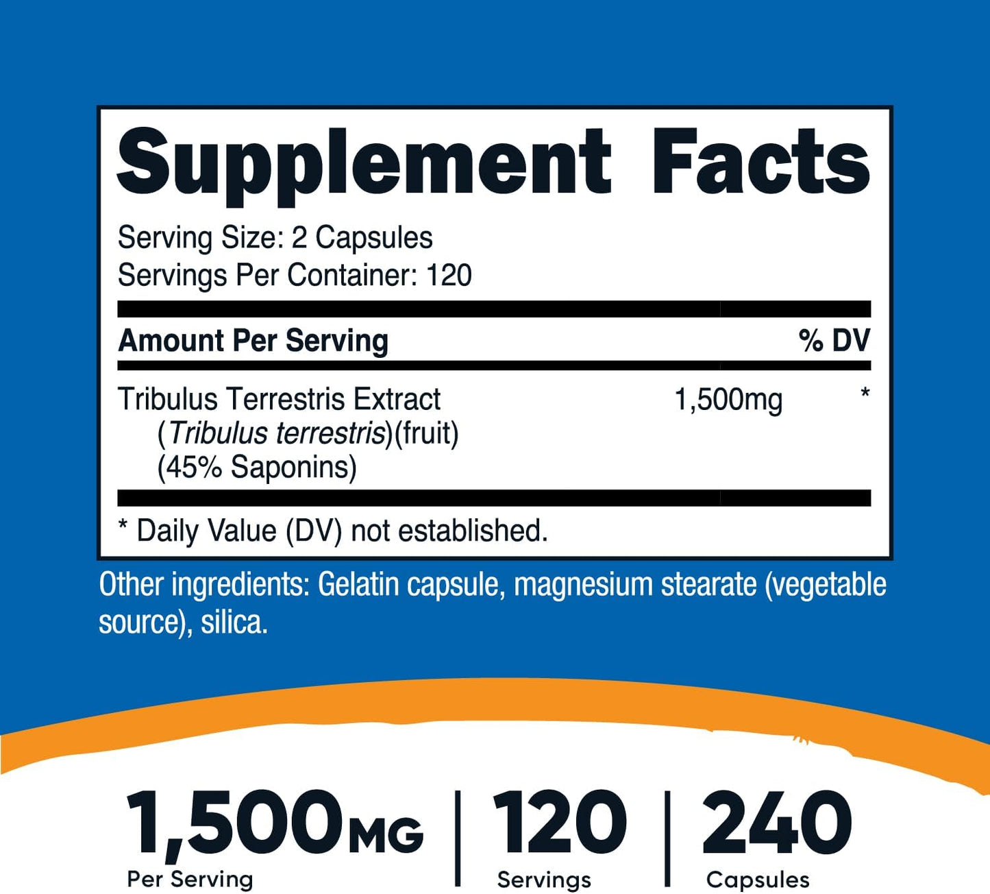 Nutricost Tribulus Terrestris Extract 45% Saponins 1500mg Supplement 120 Capsules