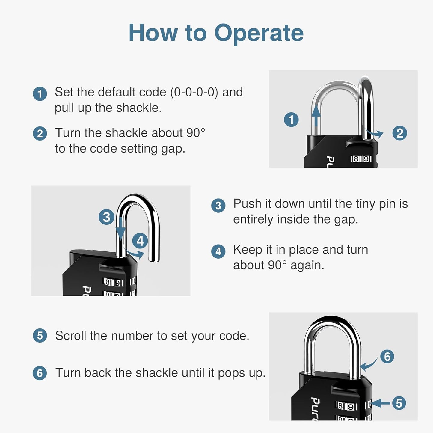 Puroma Combination 4 Digit Outdoor Waterproof Padlock (Black)