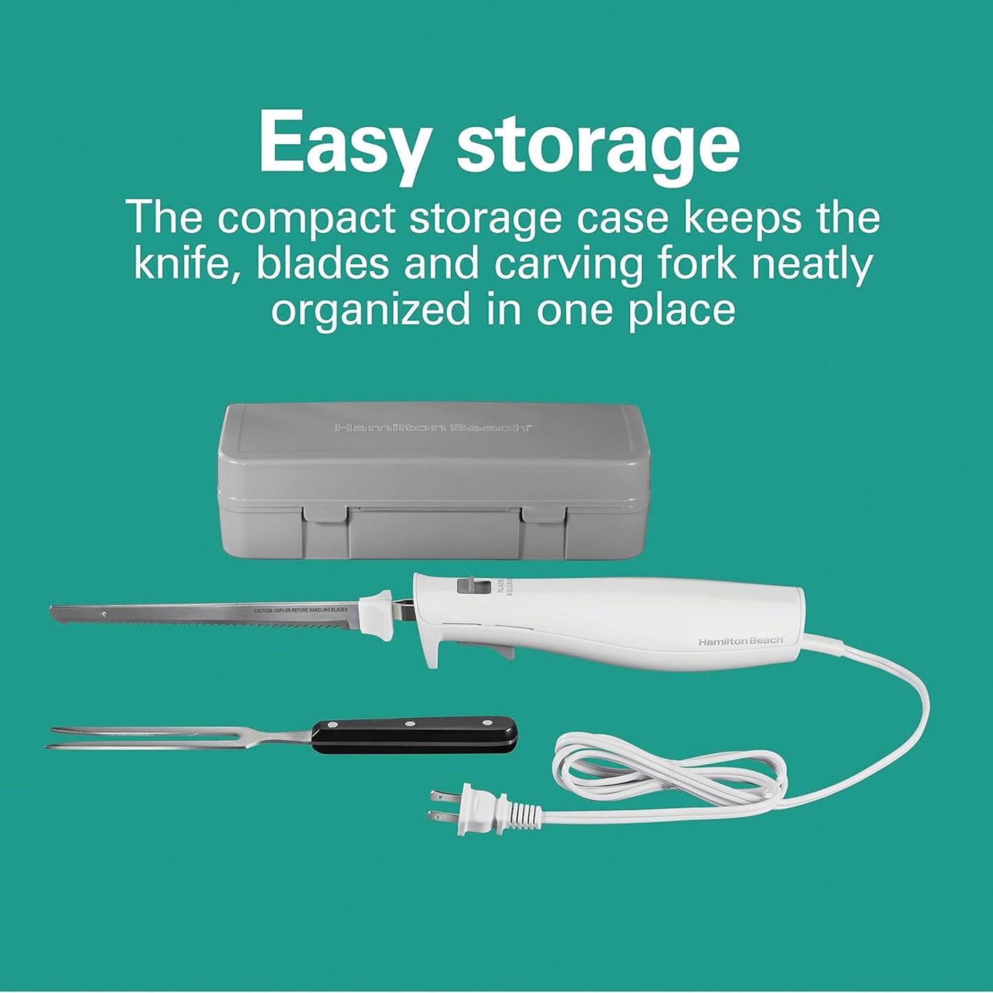 Hamilton Beach Electric Kitchen Knife with Fork & Case Set