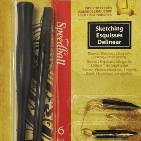 Sketching Esquisses Delinear, Speedball 6-Nib Calligraphy Lettering Set