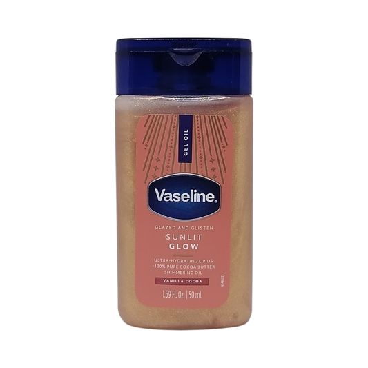 Vaseline Gel Oil Glazed and Glisten Sunlit Glow Vanilla Cocoa, 1.69 oz / 50 ml