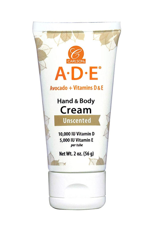 Carlson ADE Hand and Body Cream, Avocado Oil, 10000 IU Vitamin D, 5000 IU Vitamin E, Unscented, 2 oz