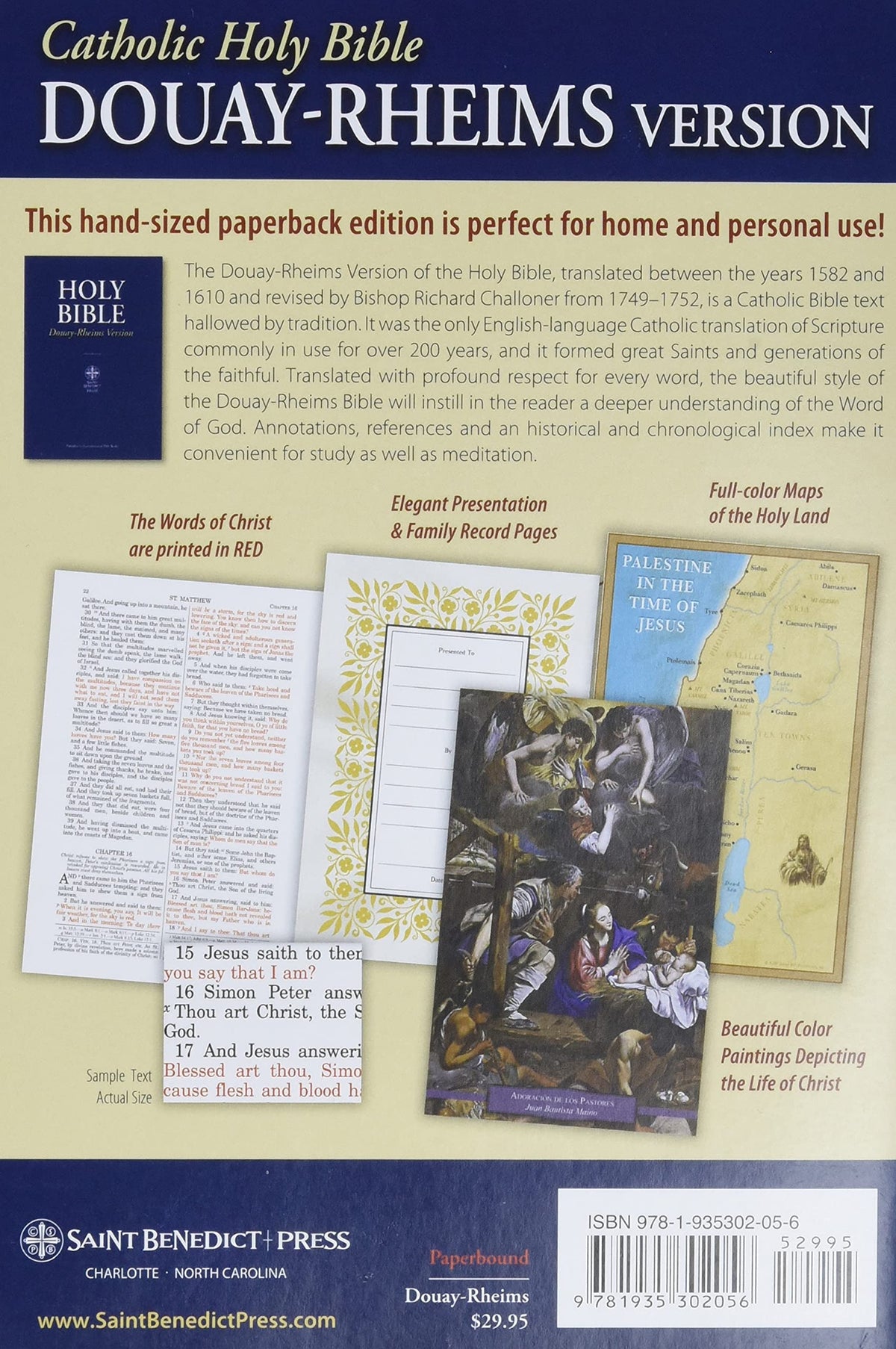 The Holy Bible Douay-Rheims Version Paperback by Saint Benedict Press (DAMAGE COVER)