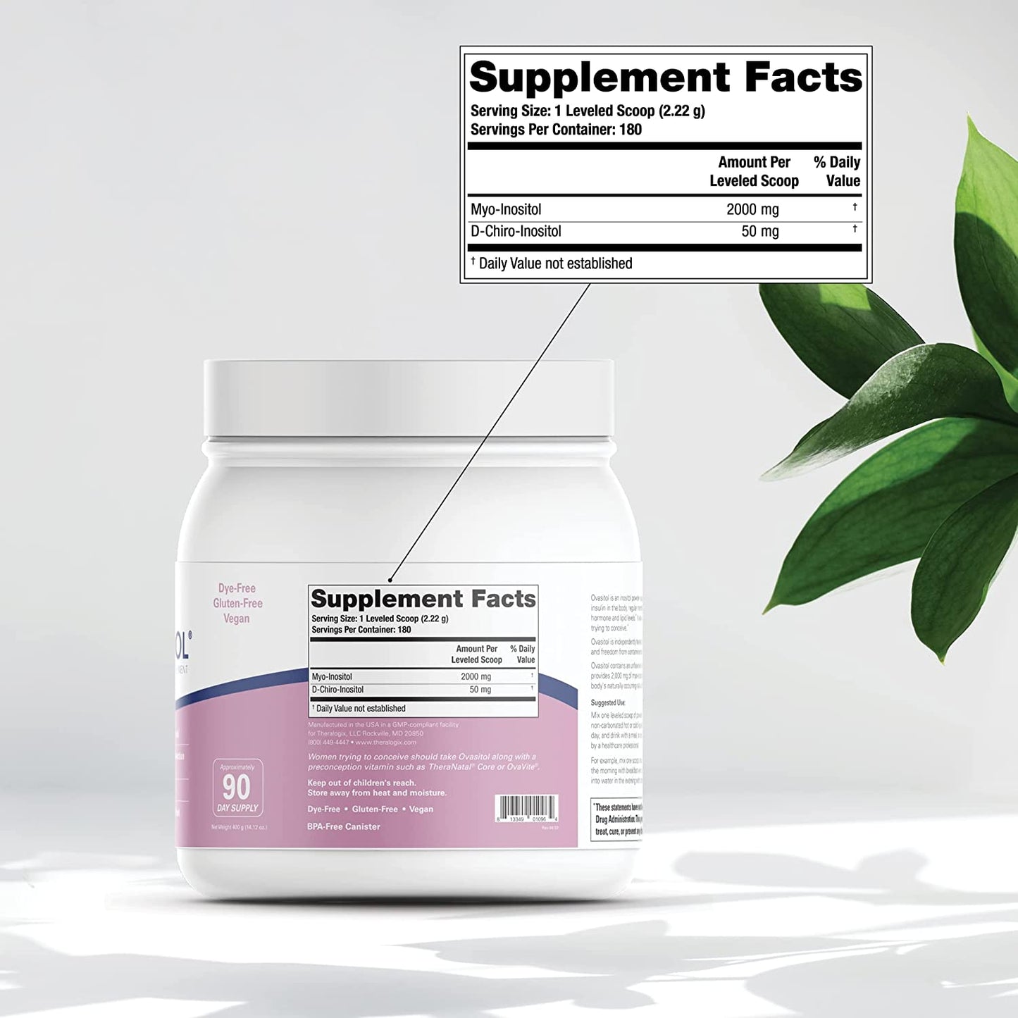 Theralogix Ovasitol Inositol Powder Supplement Support Healthy Insulin Levels 90 Day Supply - 400g