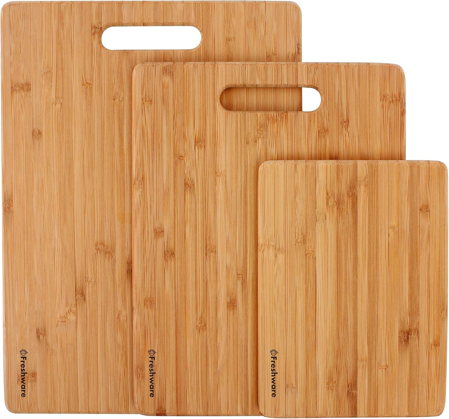Freshware Bamboo Cutting Boards for Kitchen with Handles, ( Set Of 3 )