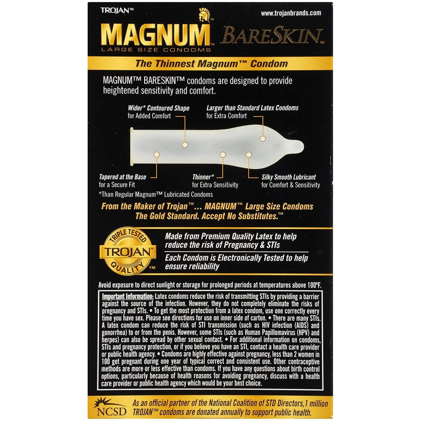 TROJAN MAGNUM BARESKIN Large Size Condoms, 10 Count