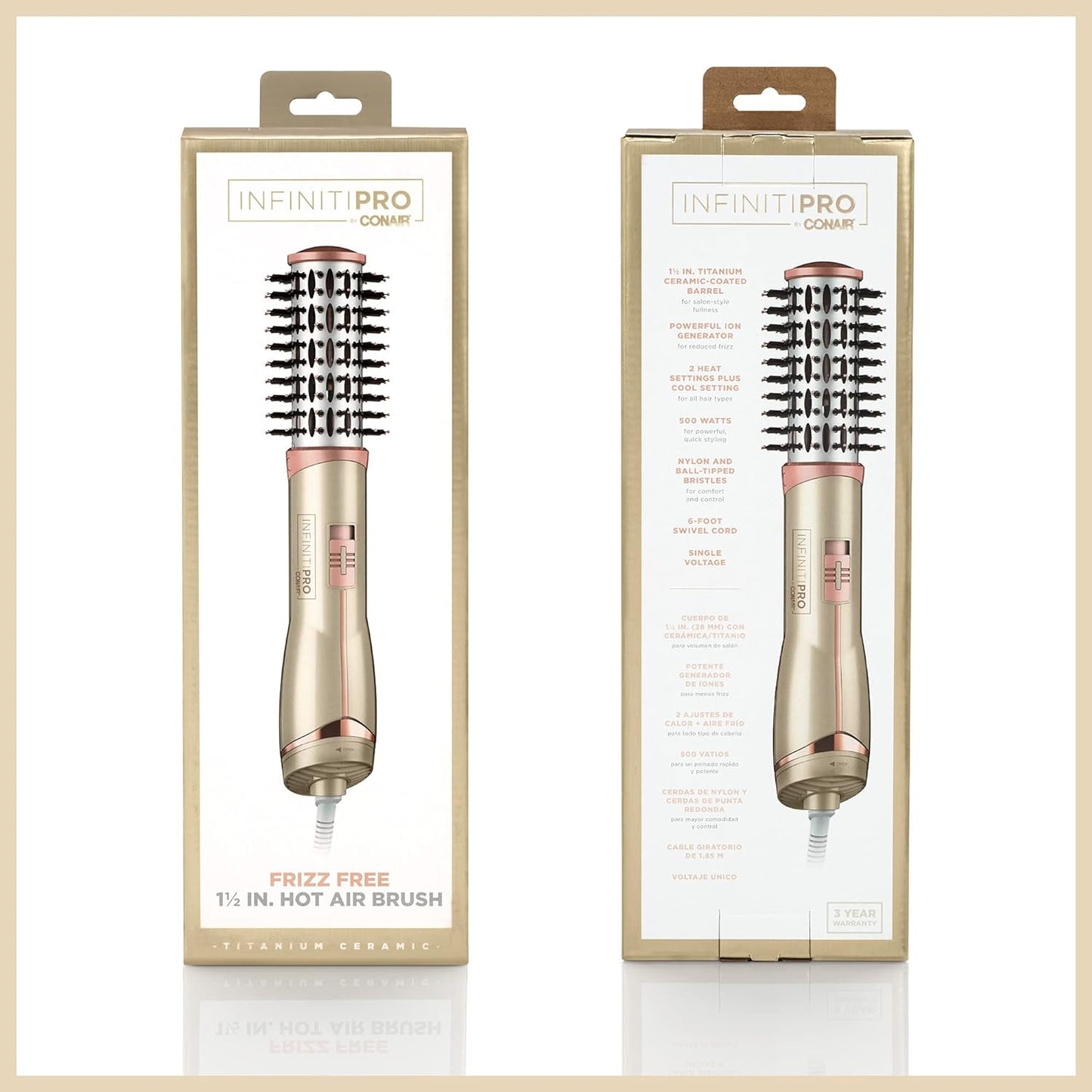 Conair Infiniti Pro Frizz Free 1 1/2 inch Hot Air Brush Titanium Ceramic