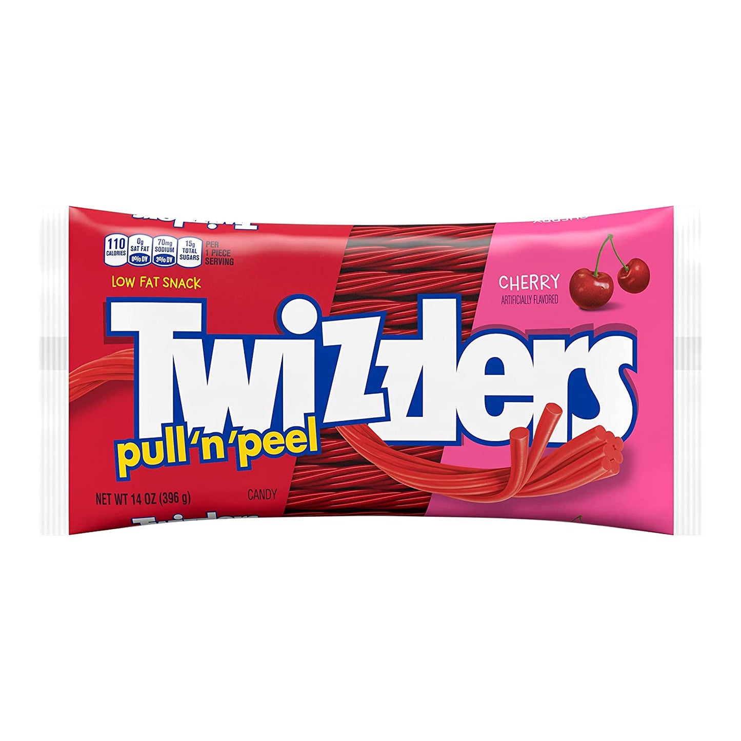 Twizzlers Pull N' Peel Candy Low Fat Snack Cherry Flavor 14 Oz / 396g