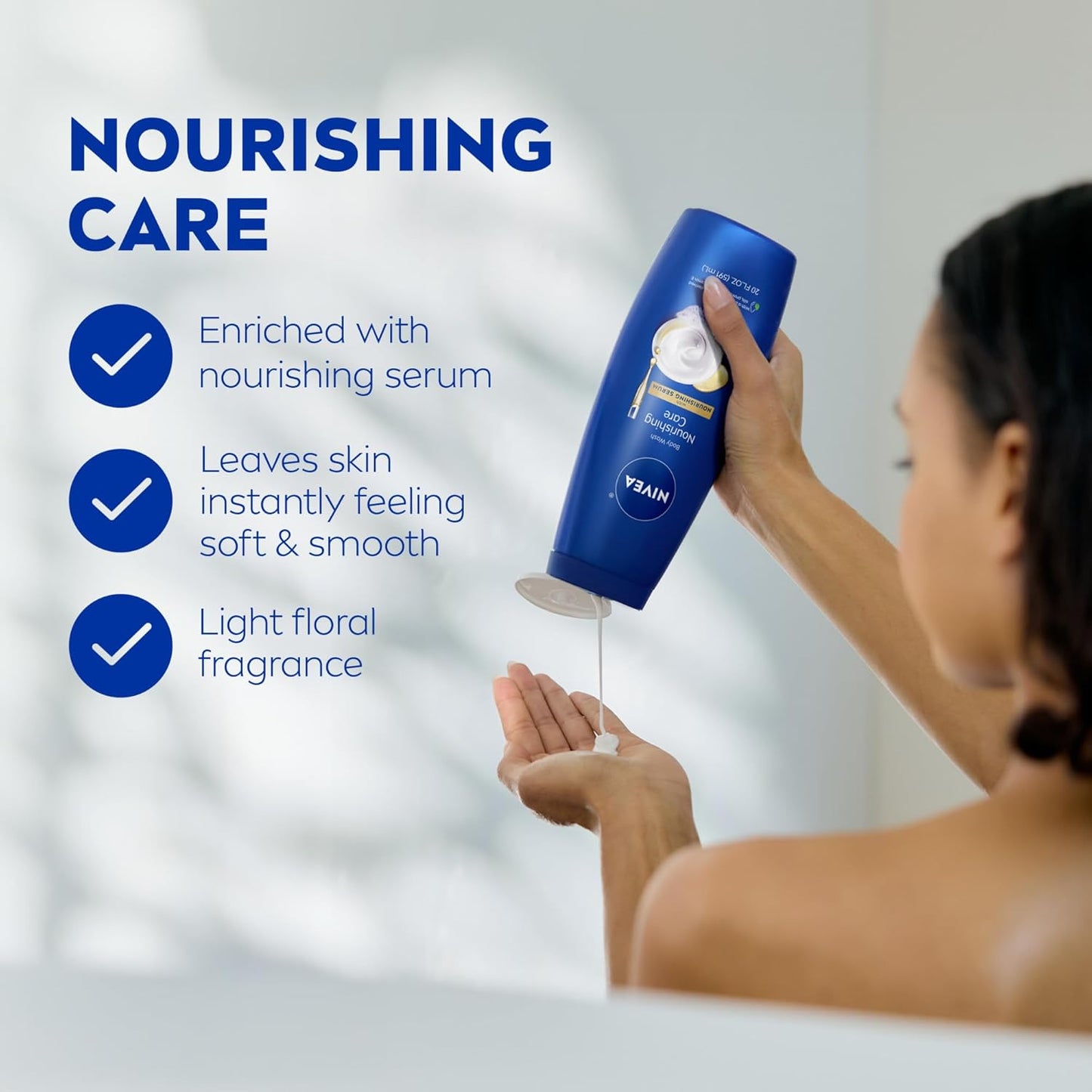 NIVEA Nourishing Care Body Wash with Nourishing Serum, 591 ml / 20 fl. oz