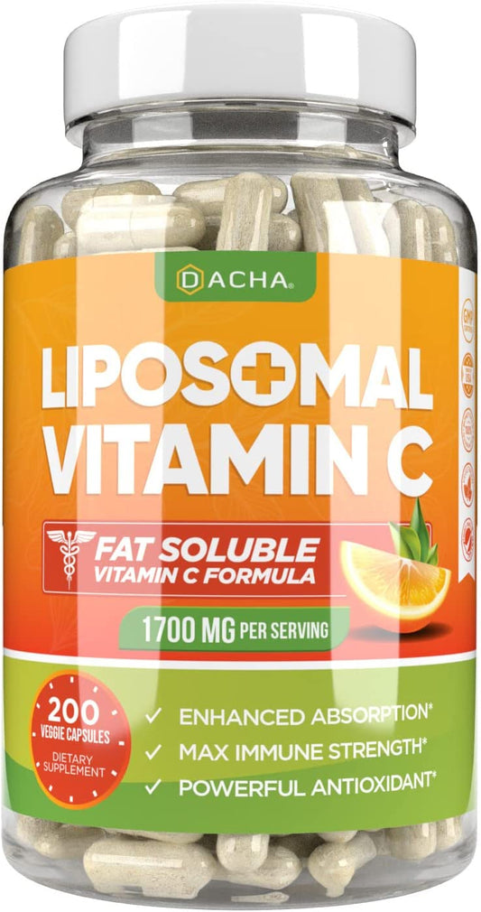 Dacha Natural Liposomal Vitamin C - 1700 mg Max Immune Strength Powerful Antioxidant 200 Capsules