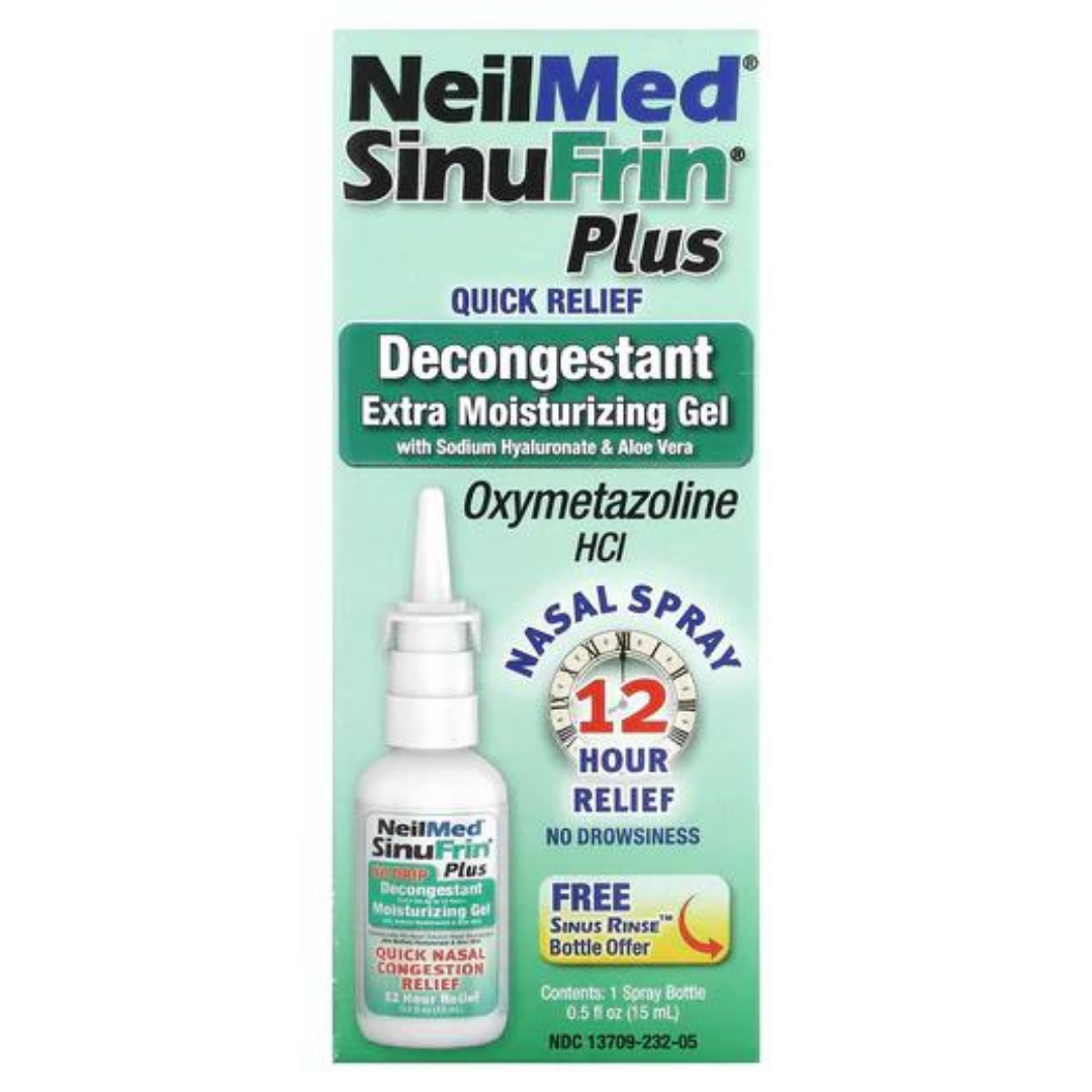 NeilMed Sinufrin Plus Decongestant Extra Moisturizing Gel Nasal Spray (1 Spray Bottle 15ml)