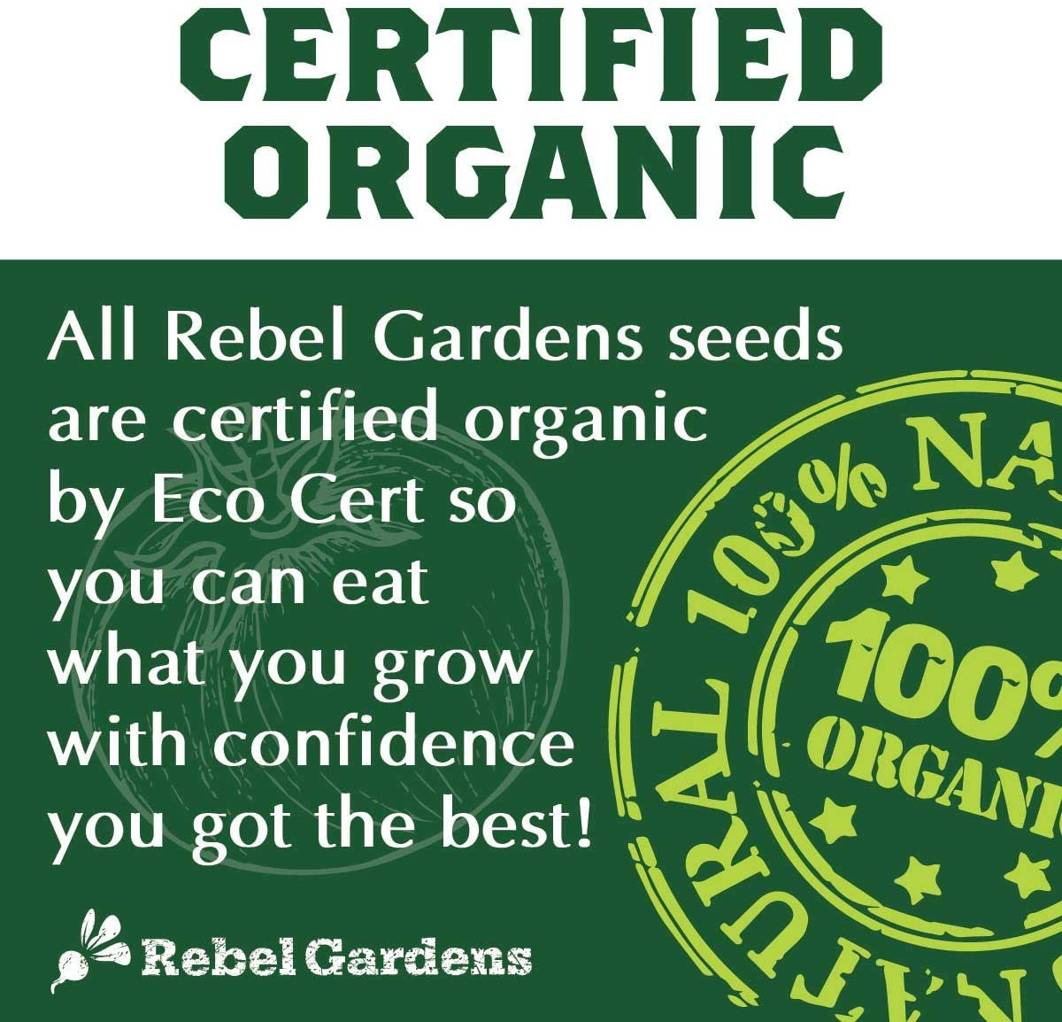 Rebel Gardens Organic Vegetable Seeds for Planting (13 Varieties) Tomatoes, Kale, Carrots and More