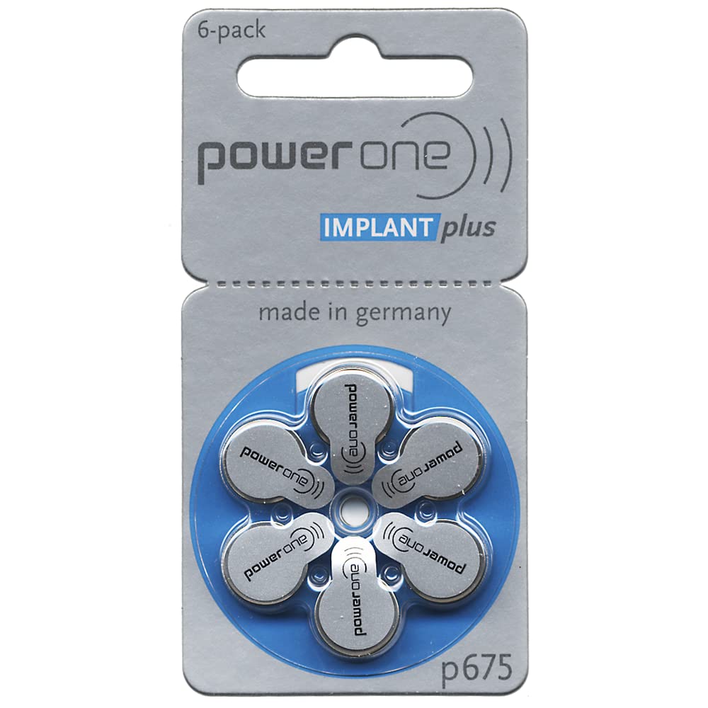 Power One Implant Plus P675 Hearing Aid Batteries Pack Of 6