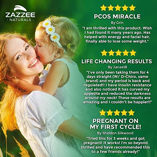 Zazzee Naturals Myo Inositol Support Reproductive Health 2000mg (120 Veggie Capsules)