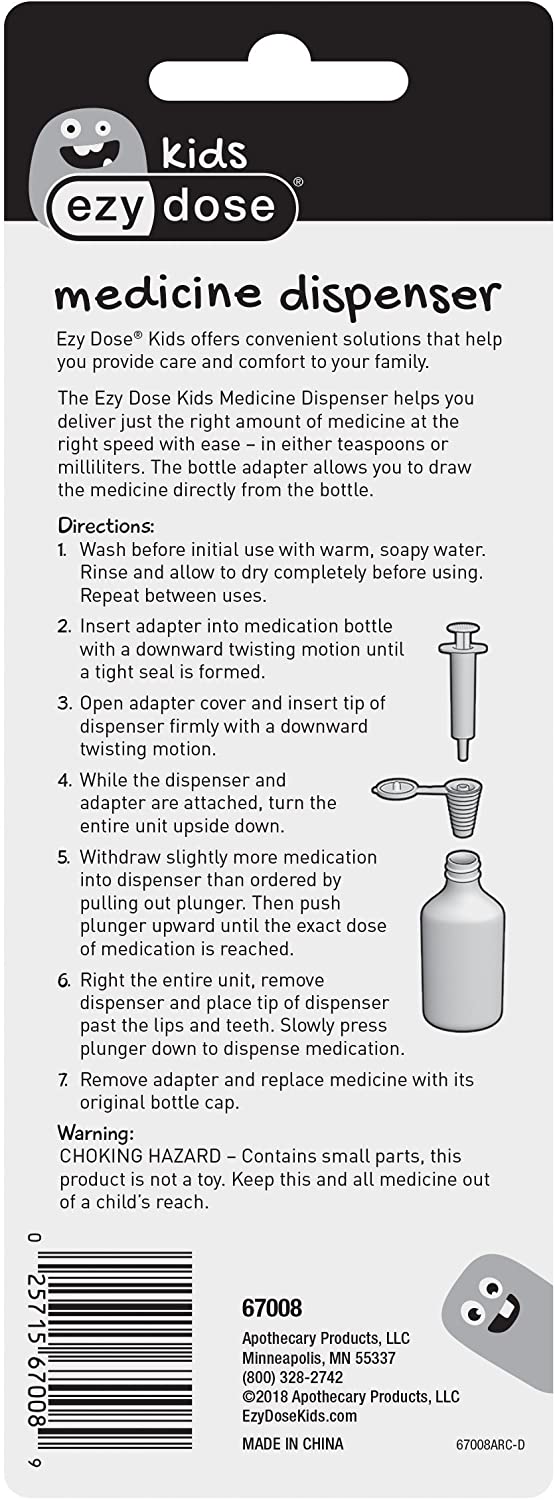 Ezy Dose Kids Medicine Dispenser with Bottle Adapter, 1 tsp. (5 ml)