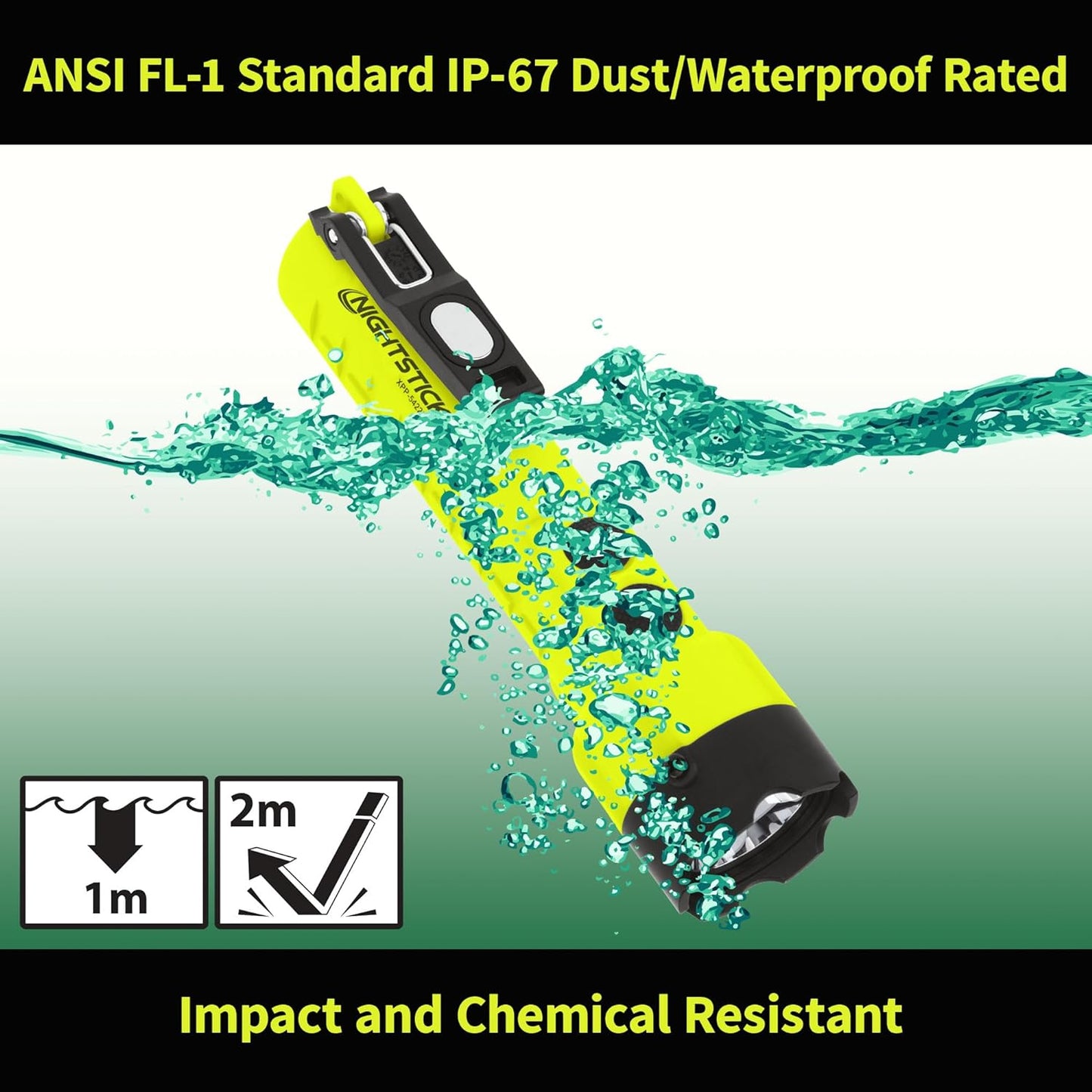 Nightstick XPP-5422GMX X-Series Intrinsically Safe Dual-Light Flashlight with Dual Magnets, Green/Black