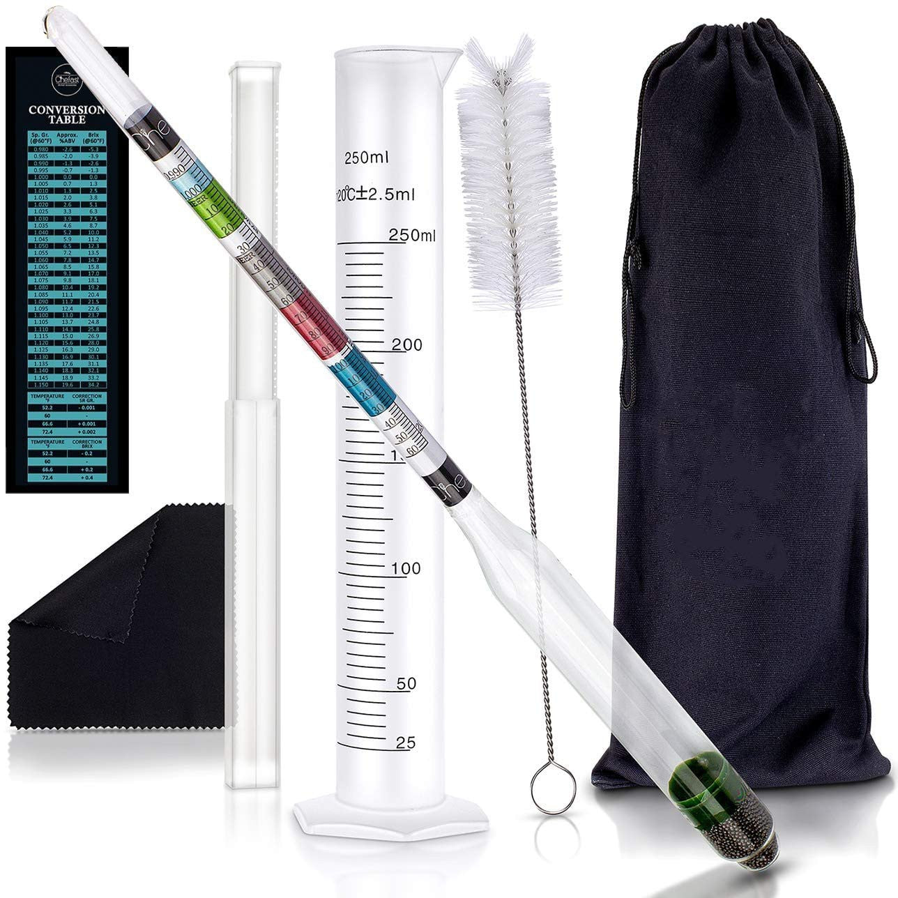 Chefast Hydrometer and Test Jar for Wine, Beer, Mead and Kombucha Combo Kit