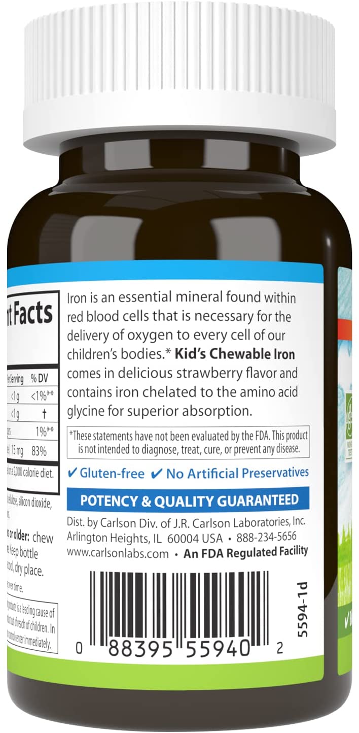 Carlson Kid's Chewable Iron 15 mg 60 Tablets