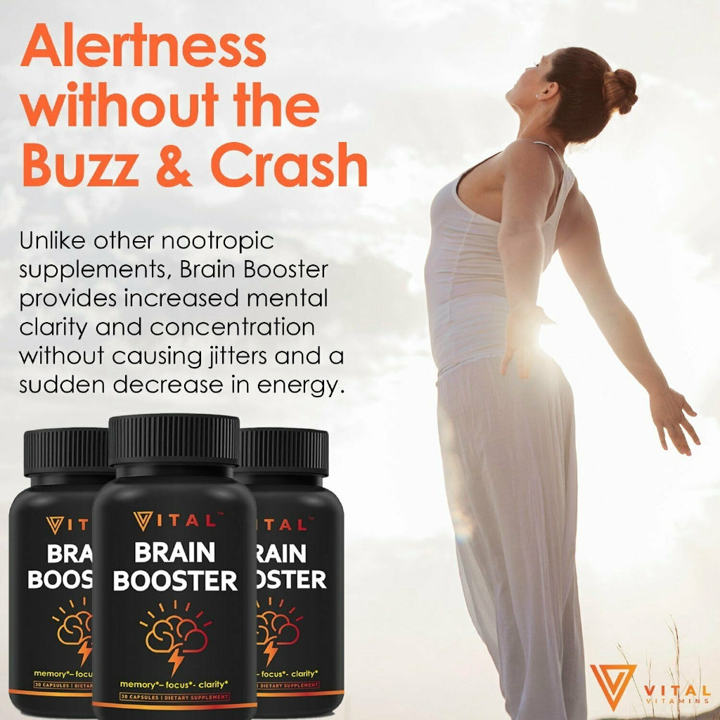 Vital Brain Booster Supplement, Enhance Focus, 30 Capsules (Packaging may vary)