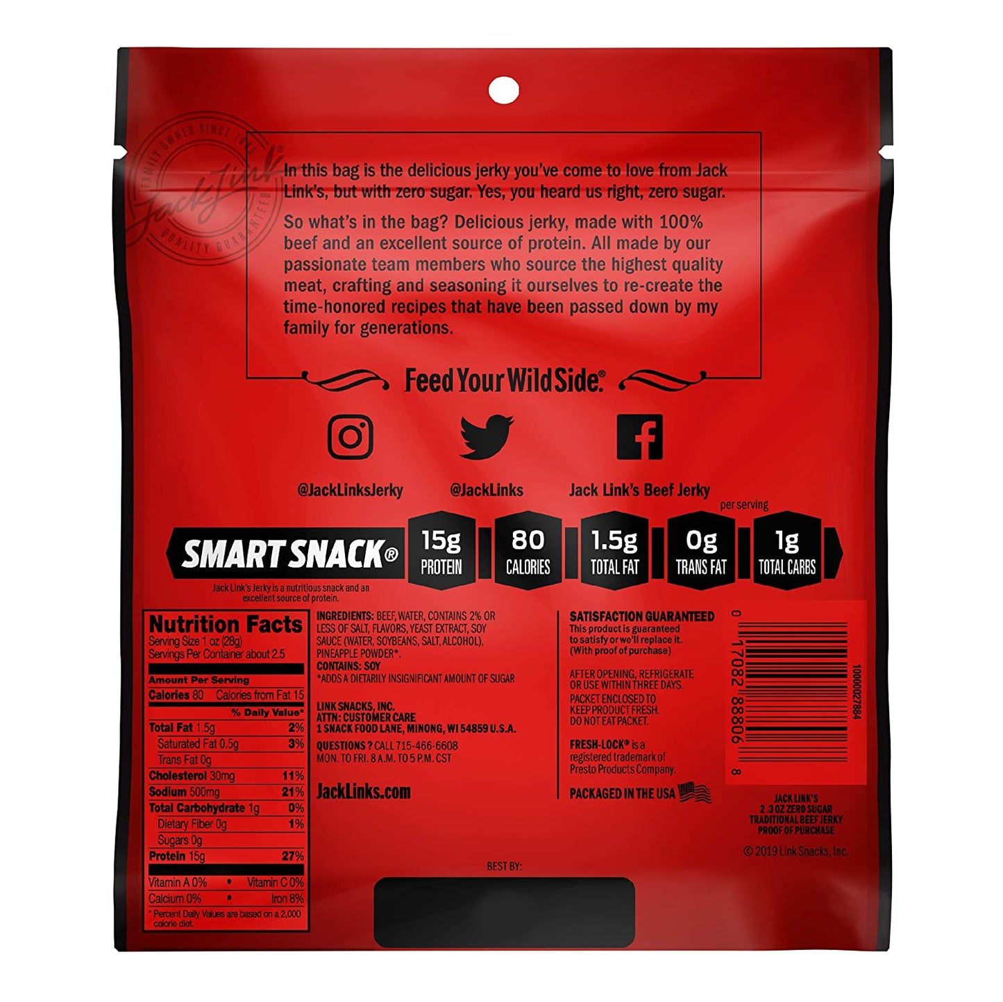 Jack Link's Original Beef Jerky, Made with Premium Beef, 0.625 oz.