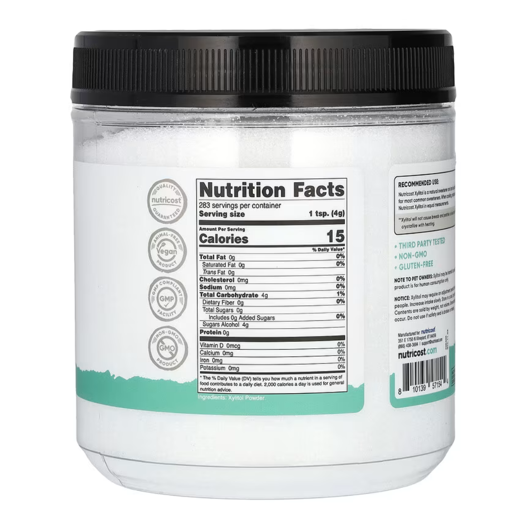 Nutricost Xylitol Powder Plant-Based Sugar Substitute Sweetener 40.5 oz / 1134g