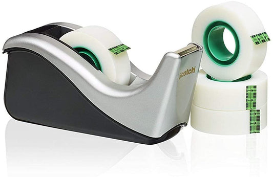Scotch Desktop Tape Dispenser Silvertech Two-Tone, C60-ST