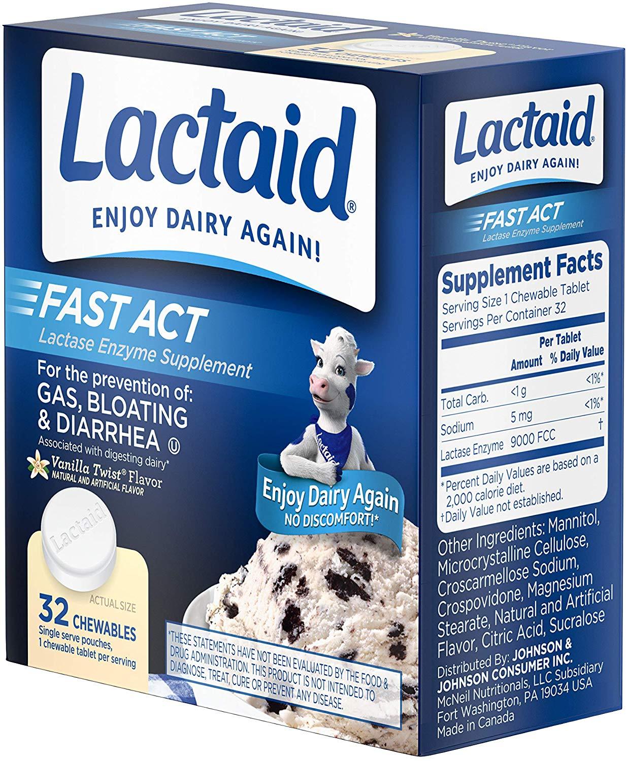 Lactaid Fast Act Vanilla Twist Flavor - 32 Chewables