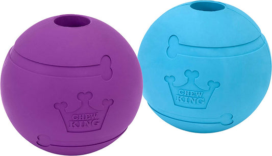 Chew King Fetch Rubber Balls for Pets Blue and Violet Large 40-75 lbs,  2 Count